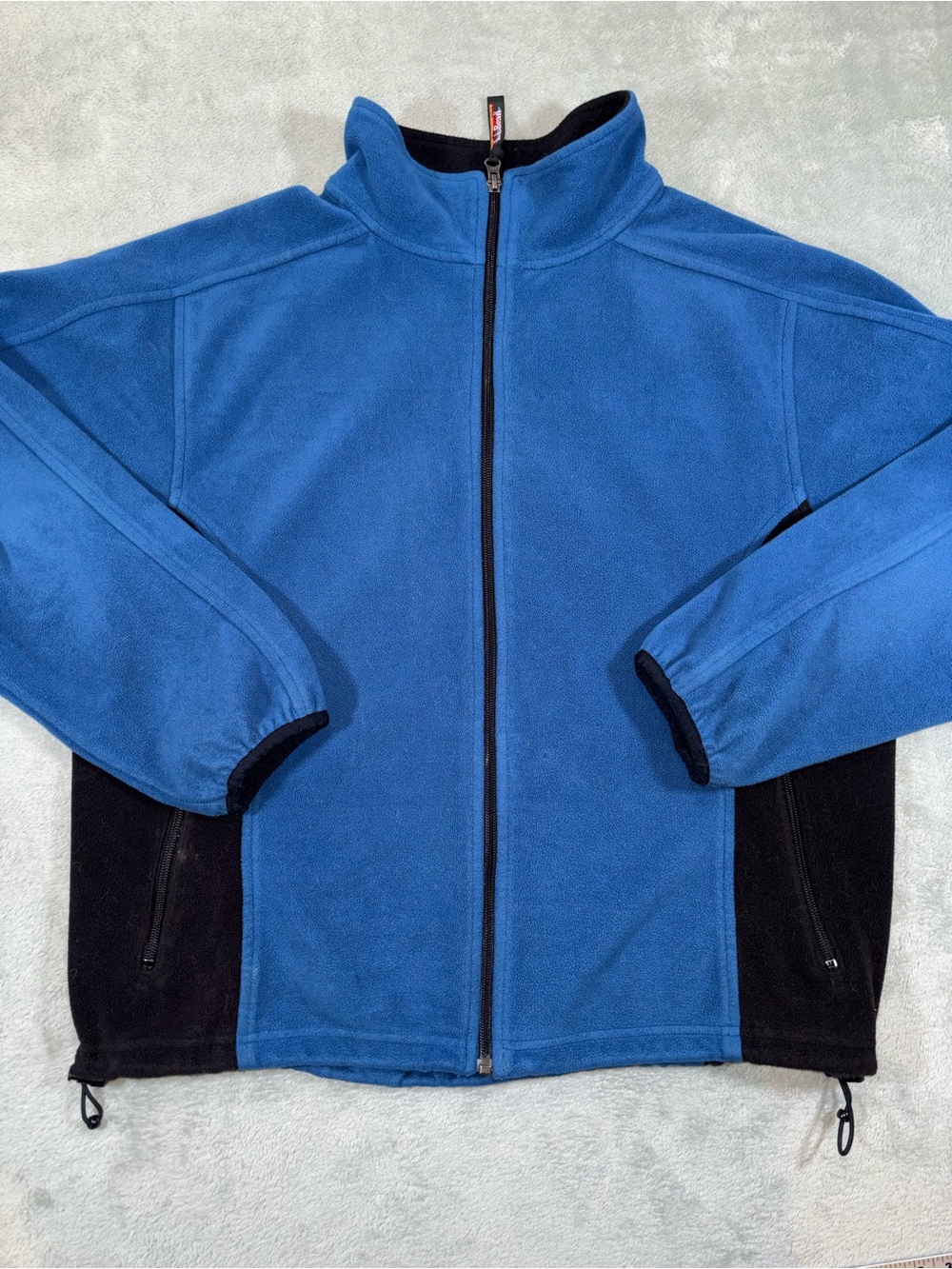 L.L. Bean Colorblock Full-Zip Fleece Jacket Blue Black Women's XL